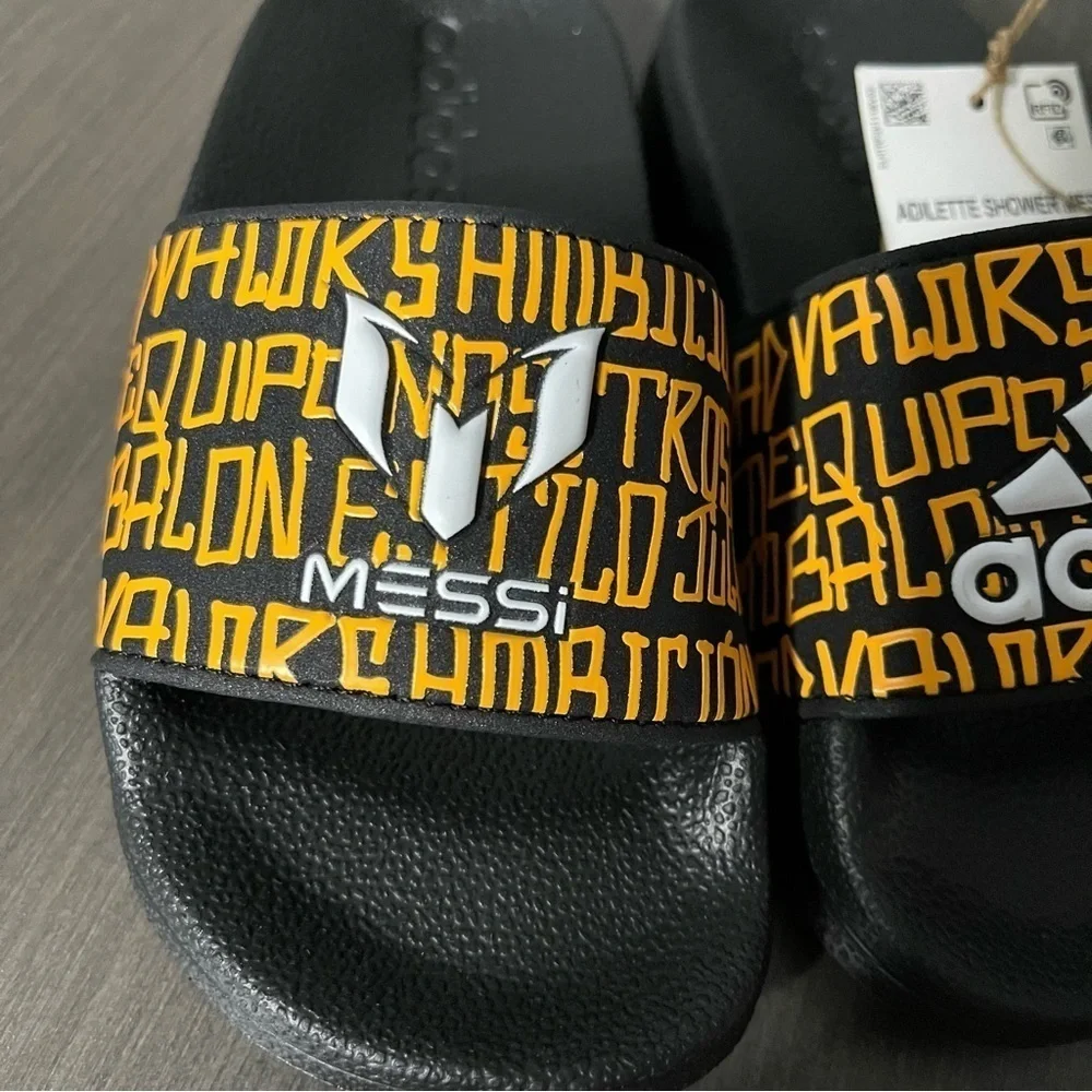 Adidas Messi Adilette Kids Shower Slide Sandals size 10 NWT